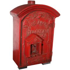 Antique New York City Red Fire Alarm Box