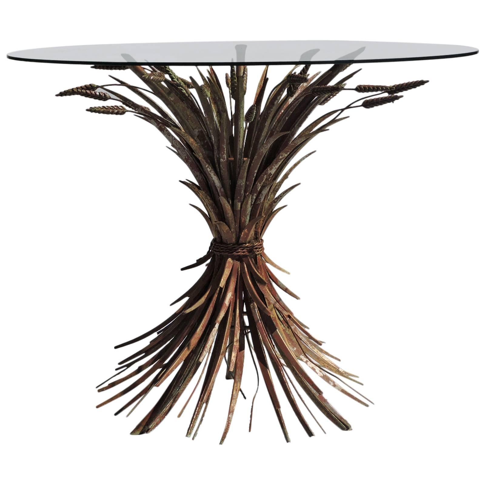 1960s Italian Tole Metal Sheaf of Wheat Dining Table