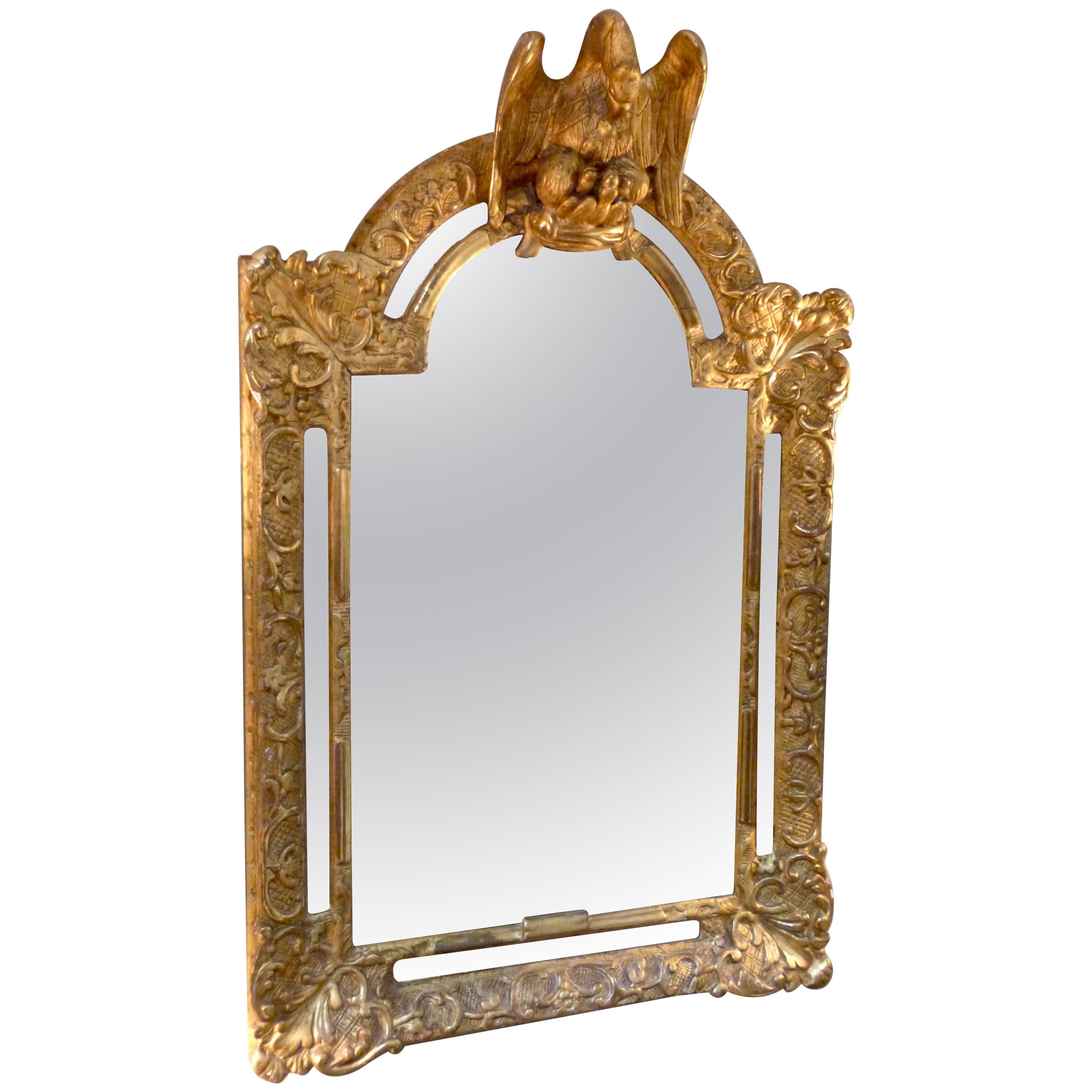 18th Century Water Gilt Carved Frame Mirror For Sale