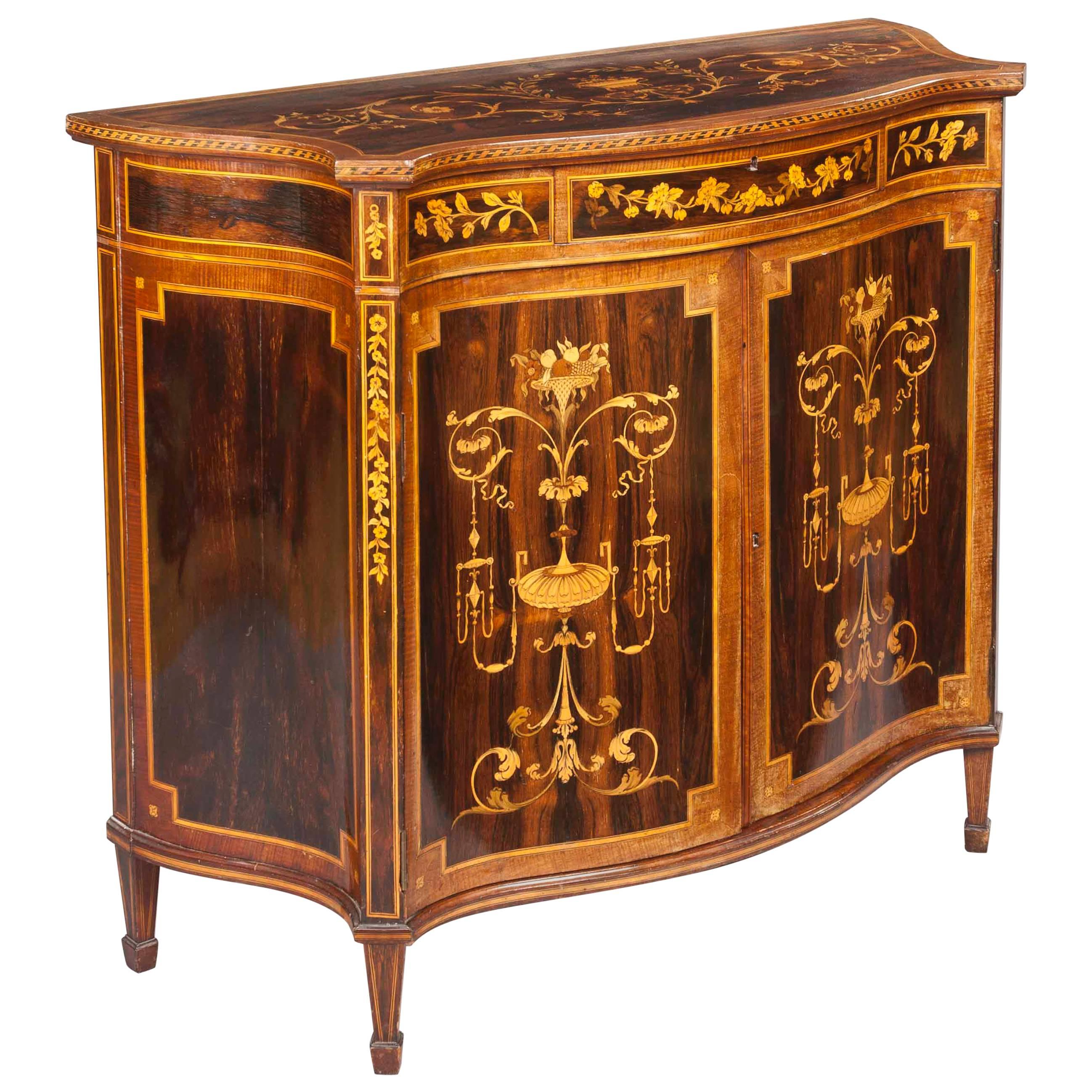19th Century English Marquetry Side Cabinet in the Neoclassical Style