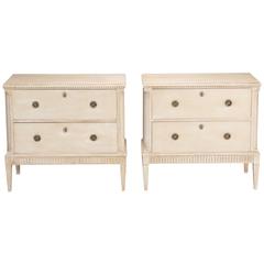 Pair of Antique White Painted Swedish Style Chests