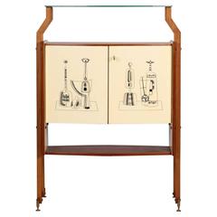 Mid-Century Scandinavian Bar Cabinet Finished on Both Sides