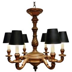 Six-Light Giltwood Chandelier, Sweden, circa 1935 4