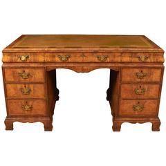 Antique Good Quality English Walnut Pedestal Desk