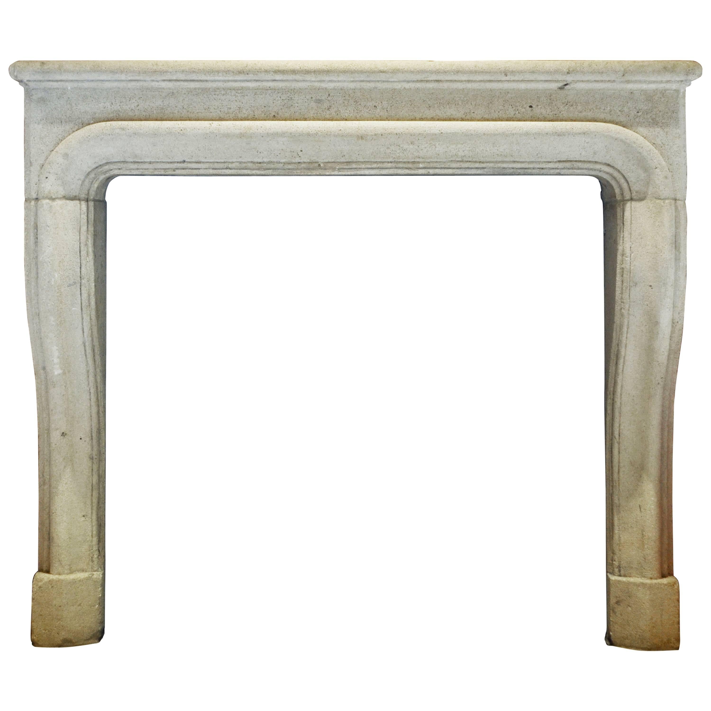 Antique 18th Century French Limestone Fireplace Mantel For Sale