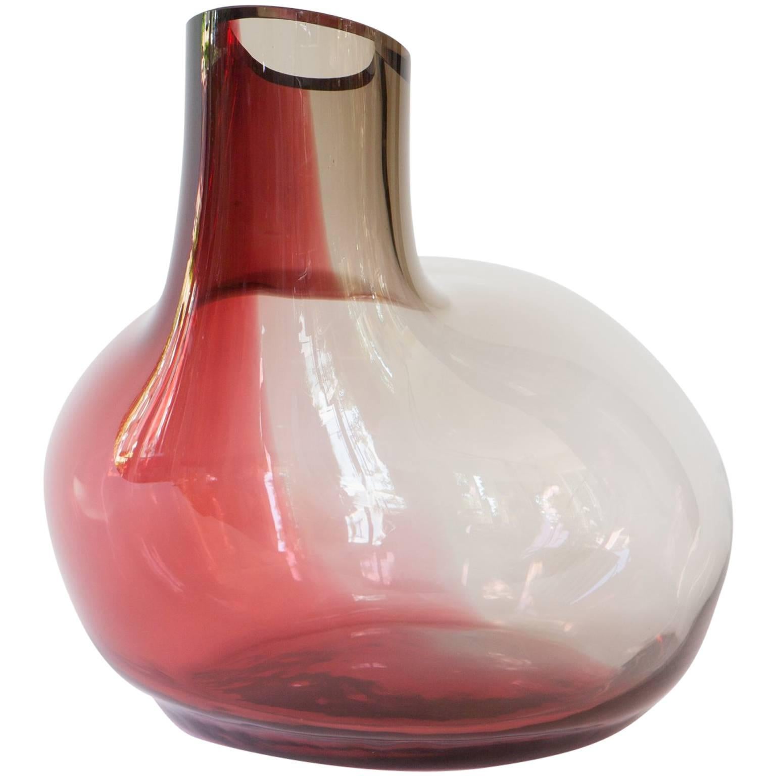 "Big Bird" Red and Grey Large Sculptural Blown Glass Vessel by Utopia & Utility