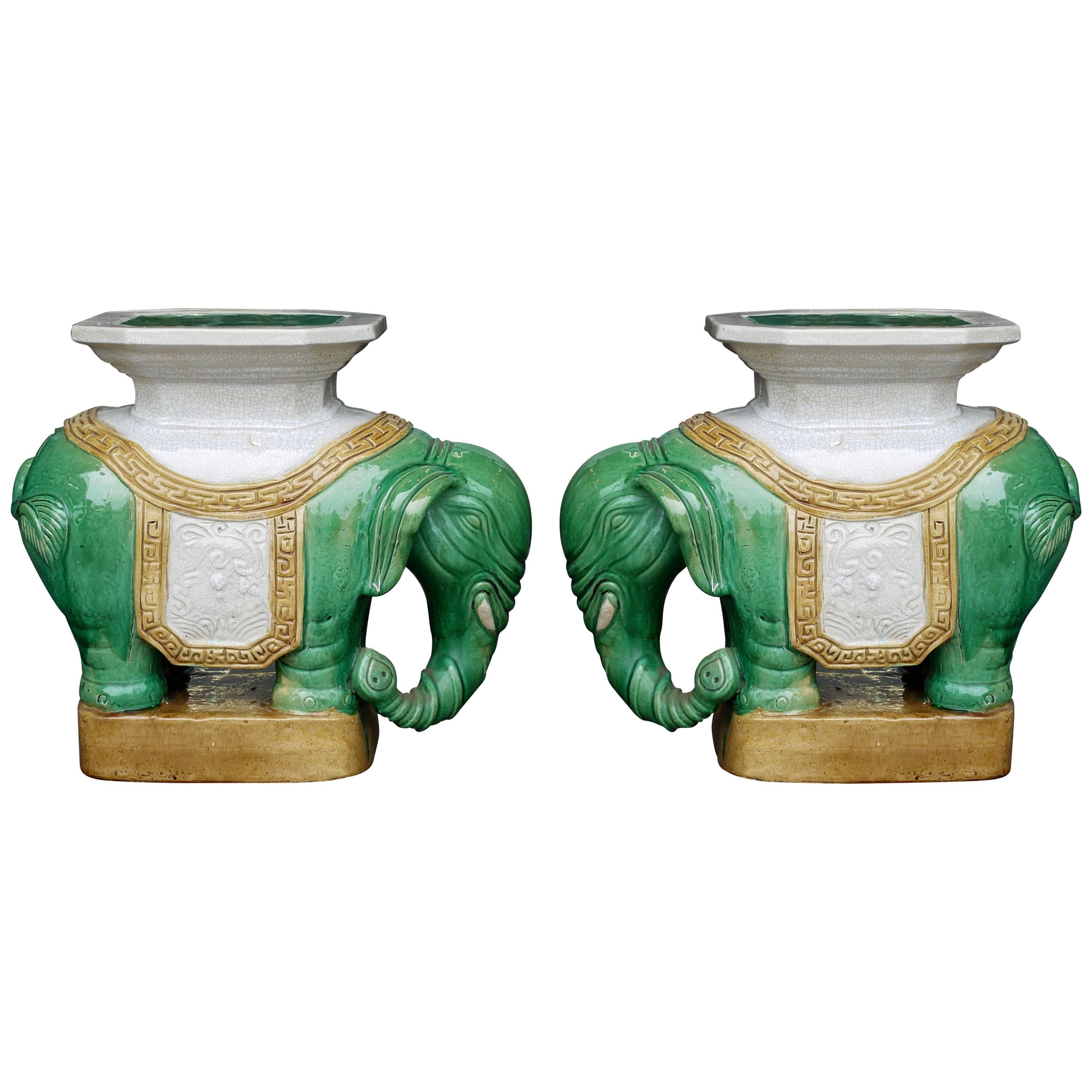 Bookmatched Pair of Chinese Elephant Garden Stools