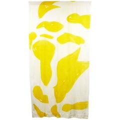 Amoeba Hand-Painted Silk Noil Yellow Curtain