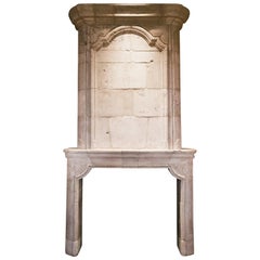 Antique Limestone Fireplace with Trumeau, circa 18th Century