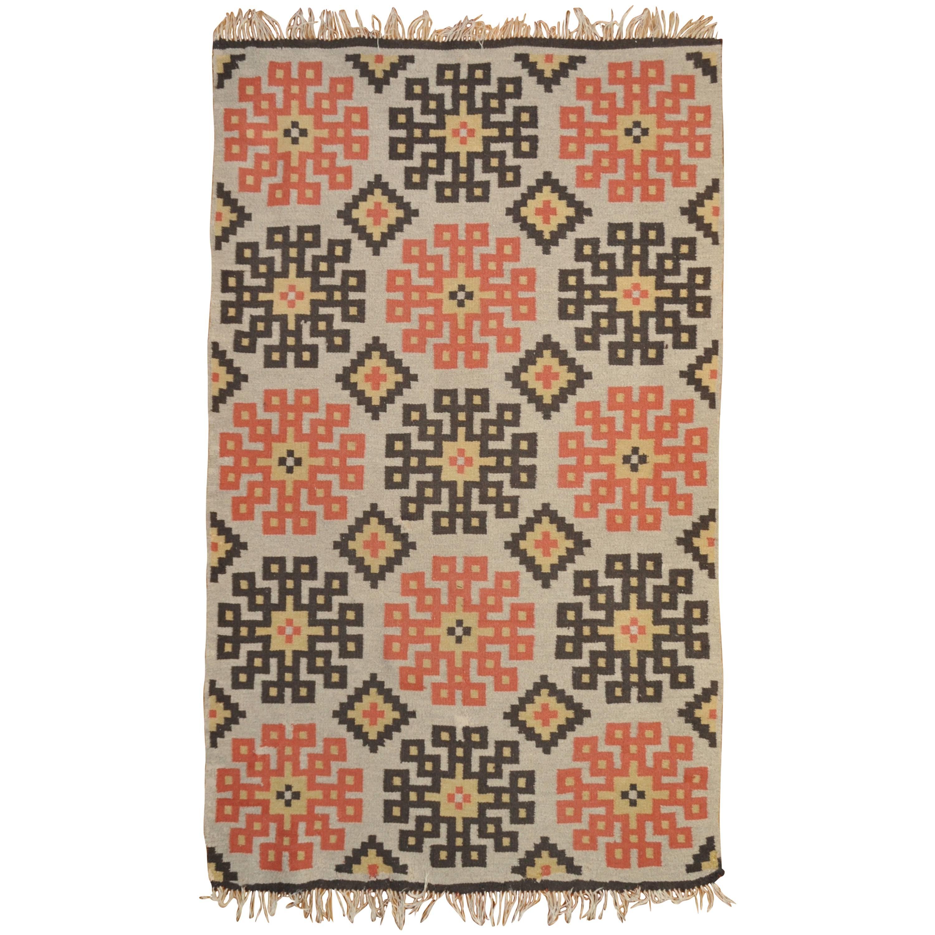 Snowflake Kilim, Northern Europe, 1950s For Sale