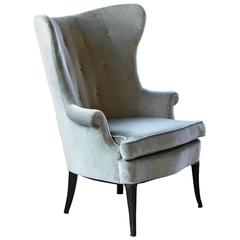 Grey Velvet Wingback Armchair 7