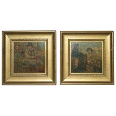 PAIR Dickensian Oil on Board Paintings 9