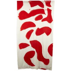 Amoeba Hand Painted Silk Noil Red Curtain