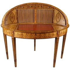 Fine and Rare 18th Century English Inlaid Satinwood and Kingwood Oval Desk
