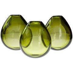 Per Lütken for Holmegaard, Rare Set of 3 "May Green" Ovoid Vases 4