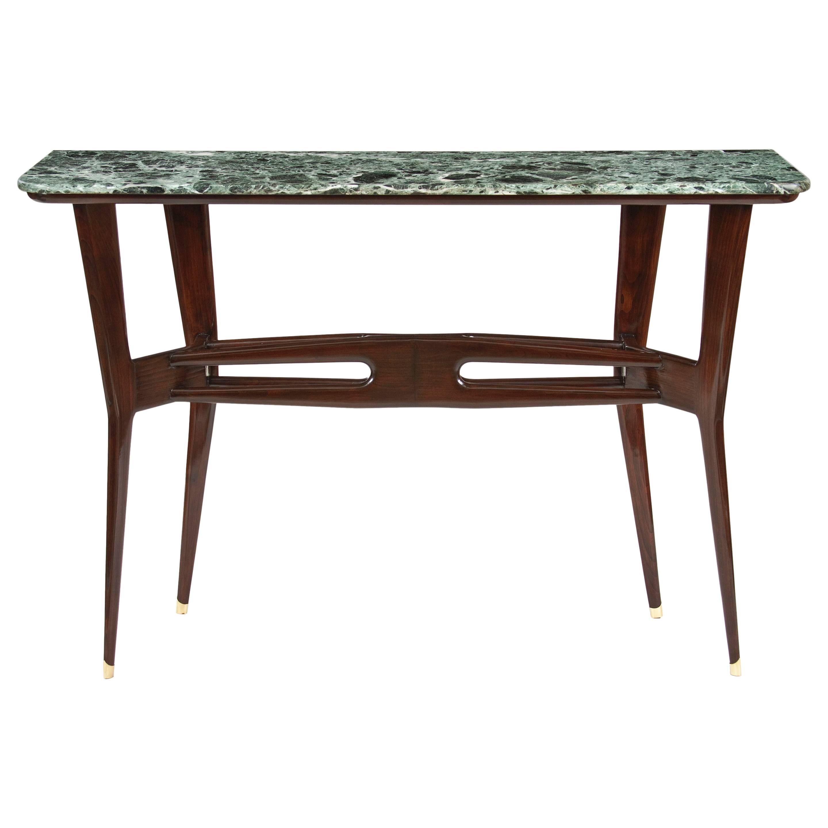 Italian Ebonzed Wood and Marble Topped Console Table, Mid 20th Century