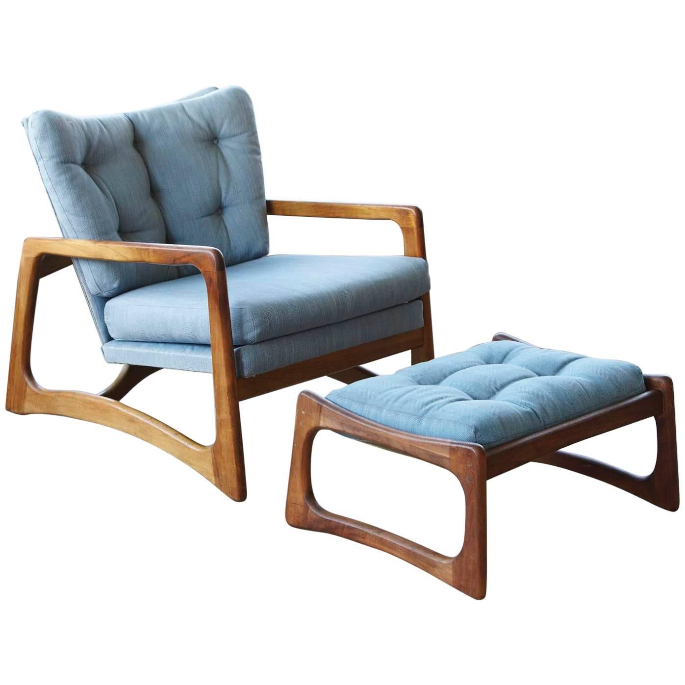 Walnut Lounge Chair and Ottoman by Adrian Pearsall