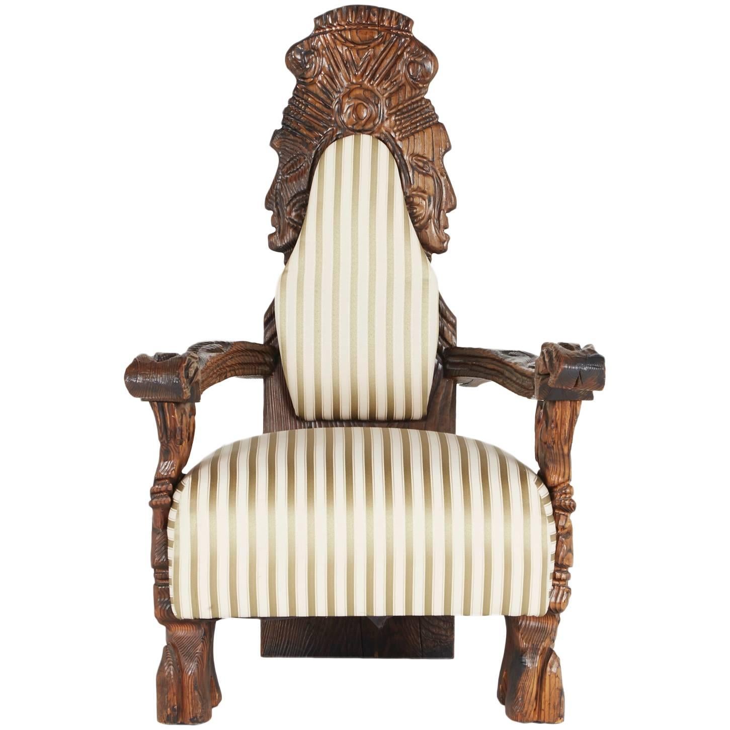 Ornate Tiki Throne Chair by William Westenhaver for WITCO, 1950s