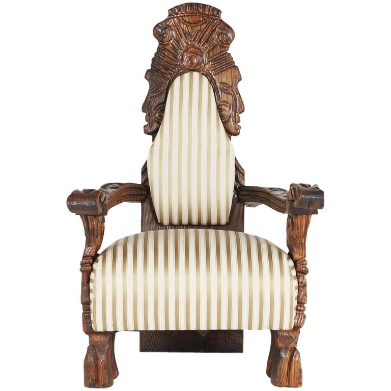 Ornate Tiki Throne Chair by William Westenhaver for WITCO, 1950s at 1stDibs