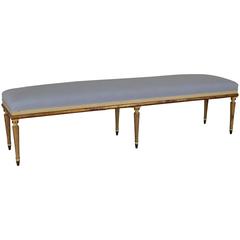 Italian Giltwood, Painted and Upholstered Long Bench