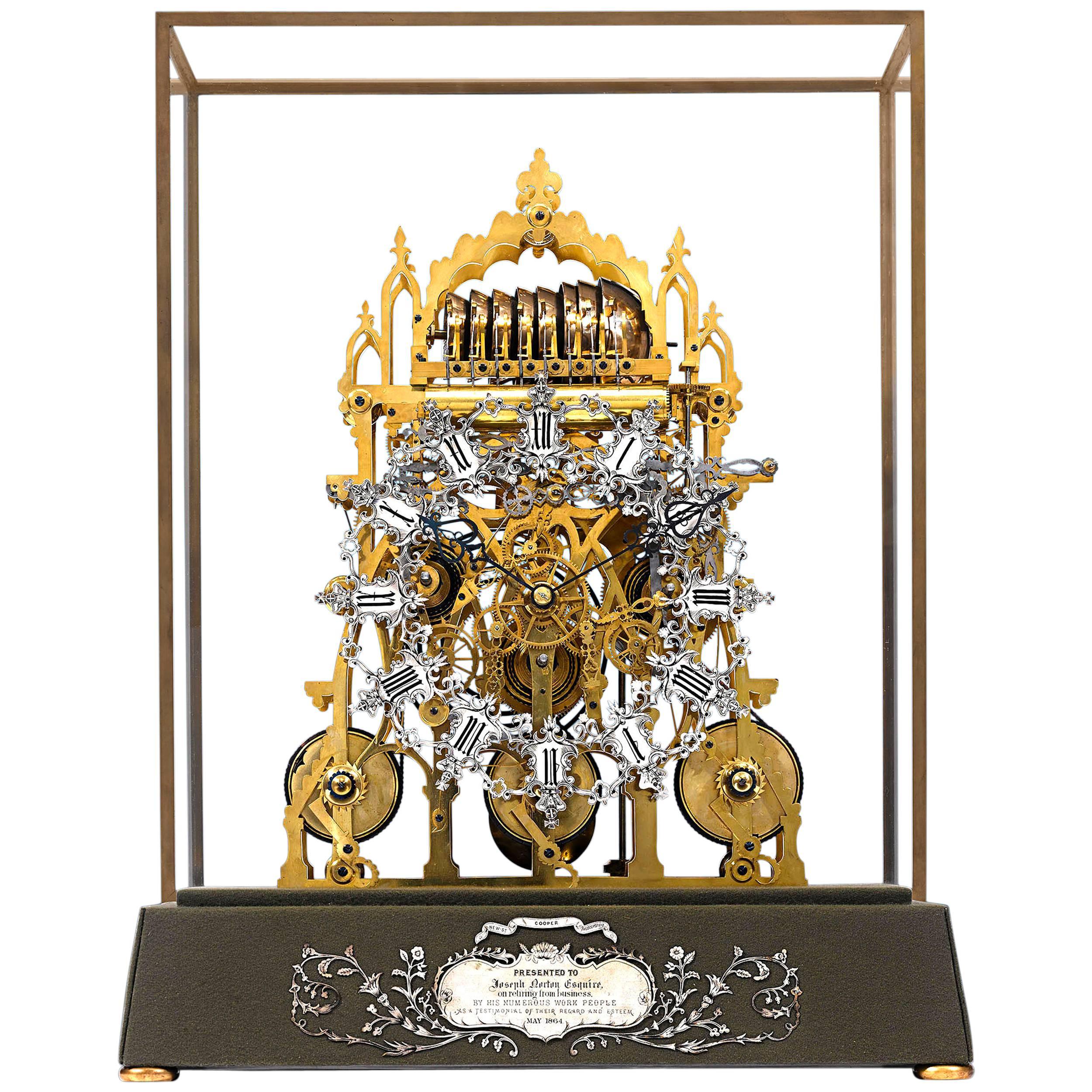 English Skeleton Clock by Smith & Sons Exhibition-Quality