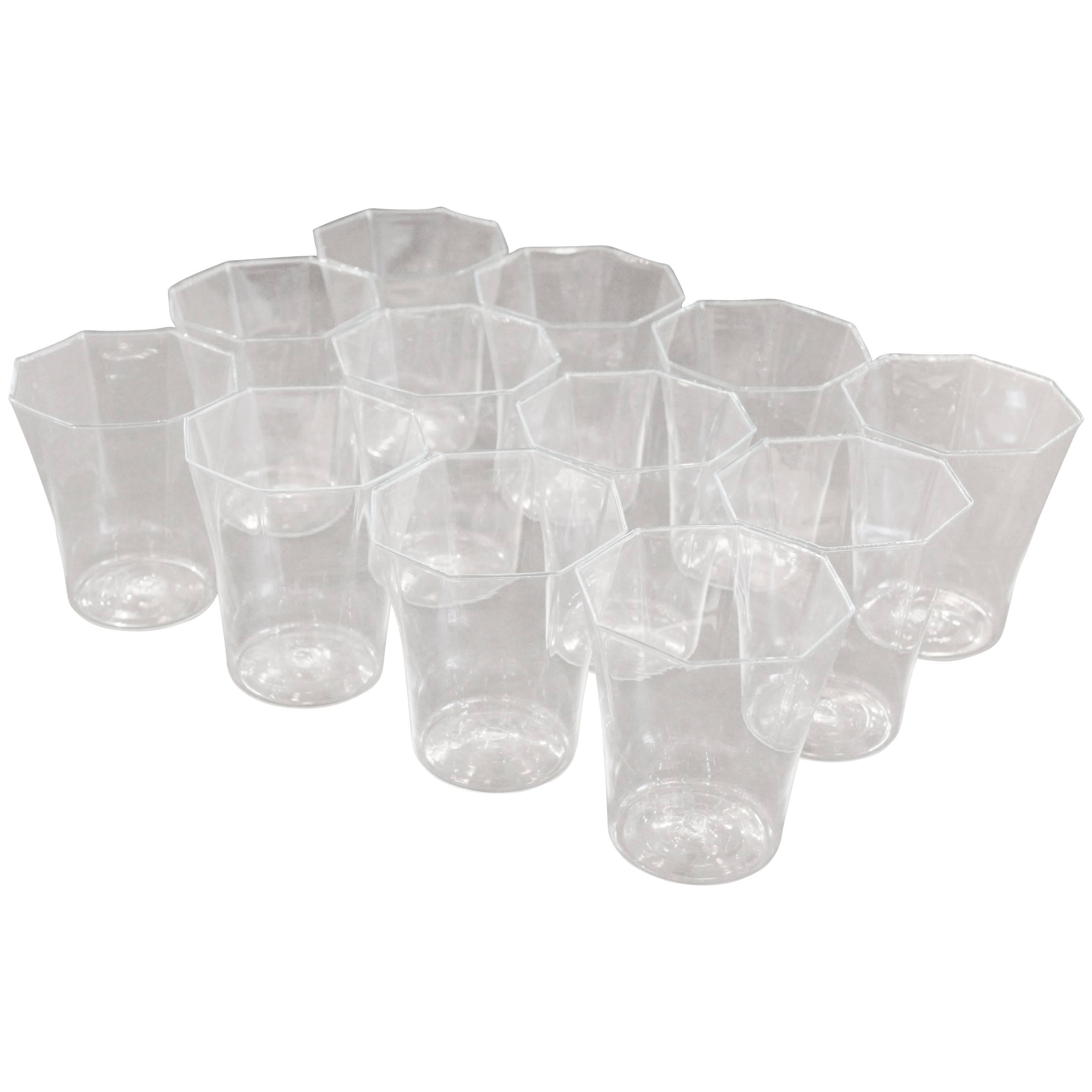 Set of 12 Large Murano Glasses from the 1930s
