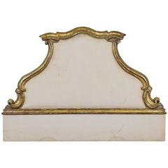 Antique Italian Rococo Style Giltwood and Upholstered Headboard
