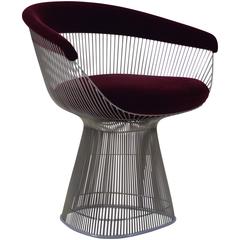 Burgundy Velvet Warren Platner Wire Chair for Knoll