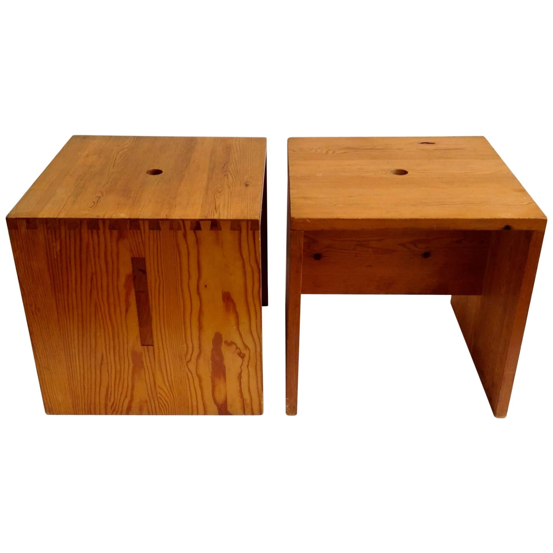 Pair of Custom-Made Side Tables, Style Pierre Chapo