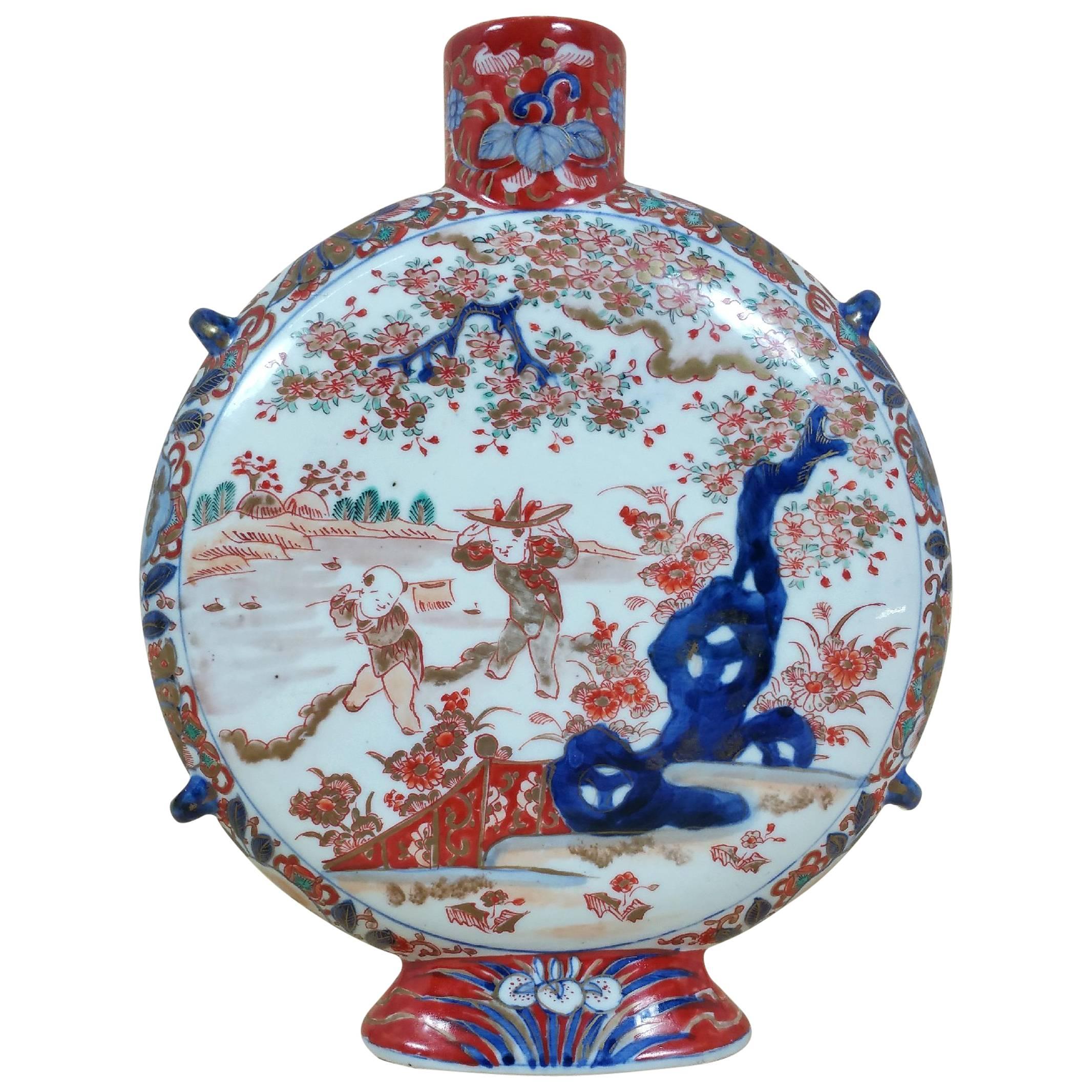 Japanese Koransha Pottery Moon Flask