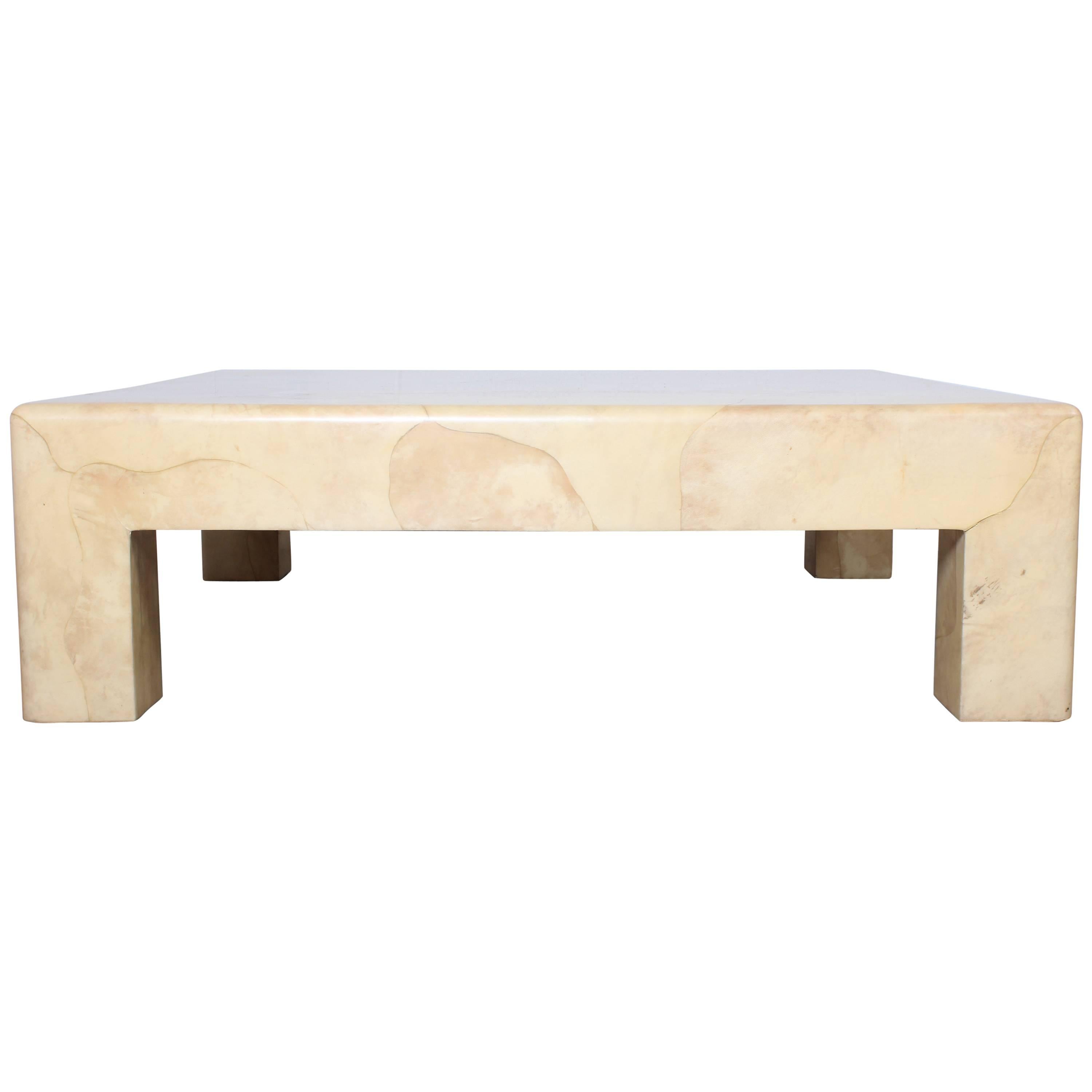 Goatskin Covered Coffee Table by Karl Springer