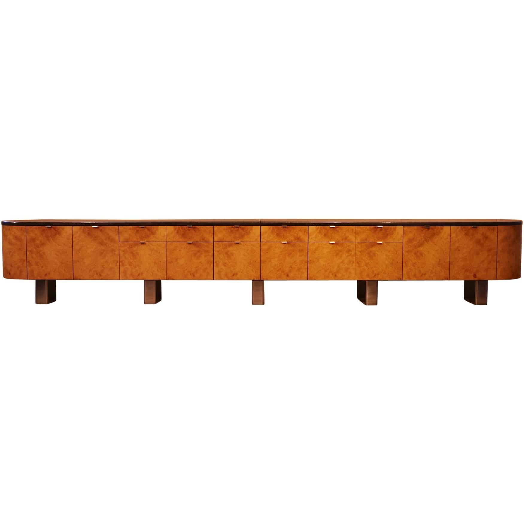 J. Wade Beam for Brueton, Ginormous Custom Burled Wood and Granite Credenza