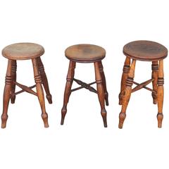 Antique Group of Three Early 19th Century Pub  Stools
