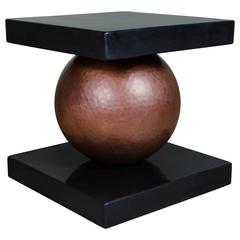 Copper Sphere Table with Square Lacquer Top by Robert Kuo, Limited Edition 2