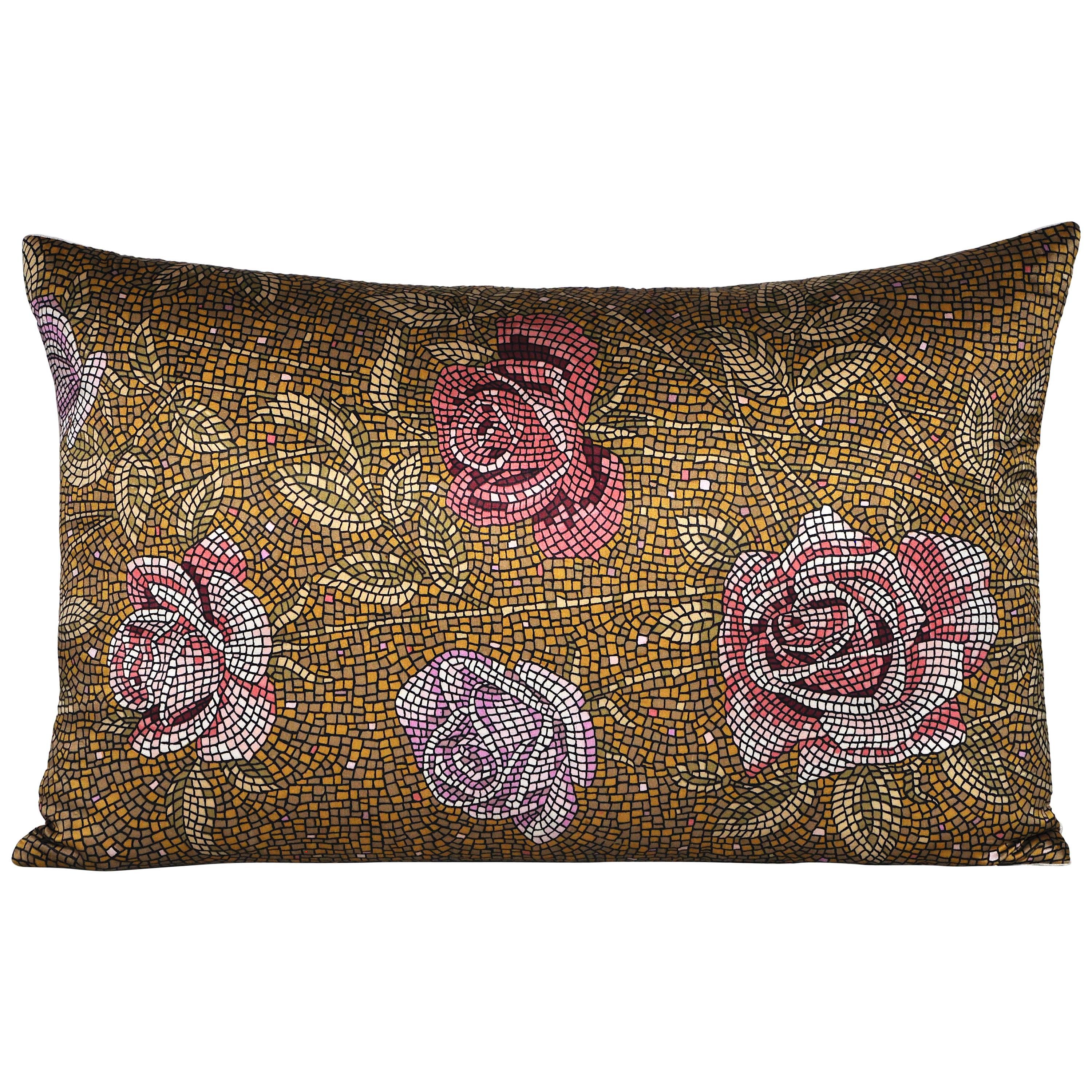 Vintage Pink Red Purple Rose Jacqmar Silk Scarf with Irish Linen Cushion Pillow