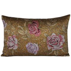 Retro Pink Red Purple Rose Jacqmar Silk Scarf with Irish Linen Cushion Pillow