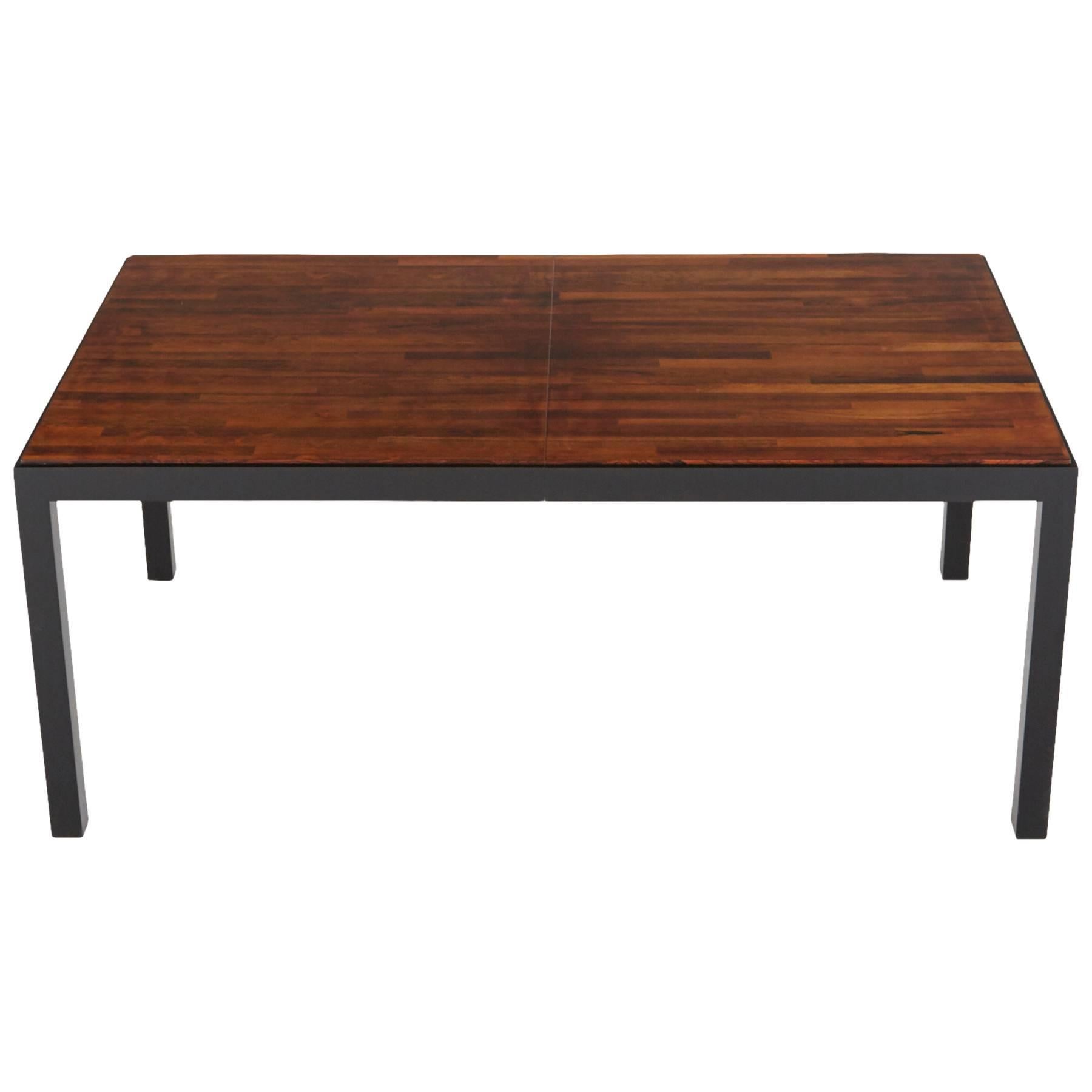 Milo Baughman for Directional, Exotic Mixed Woods Dining Table, Restored