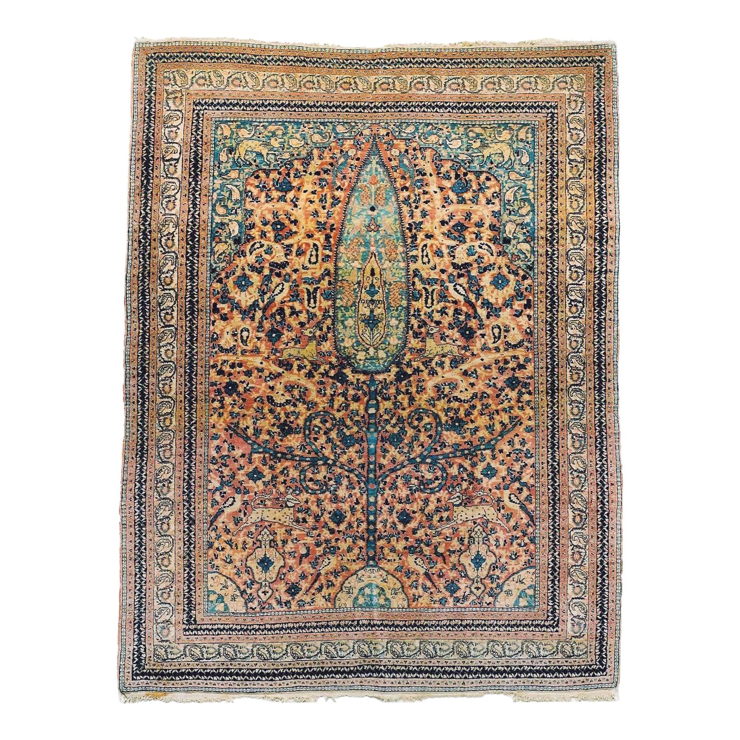 Colección Zabihi Alfombra rara con dibujos de animales Hadji Jalili Tabriz