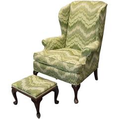 Antique Queen Anne Style Wingback Chair