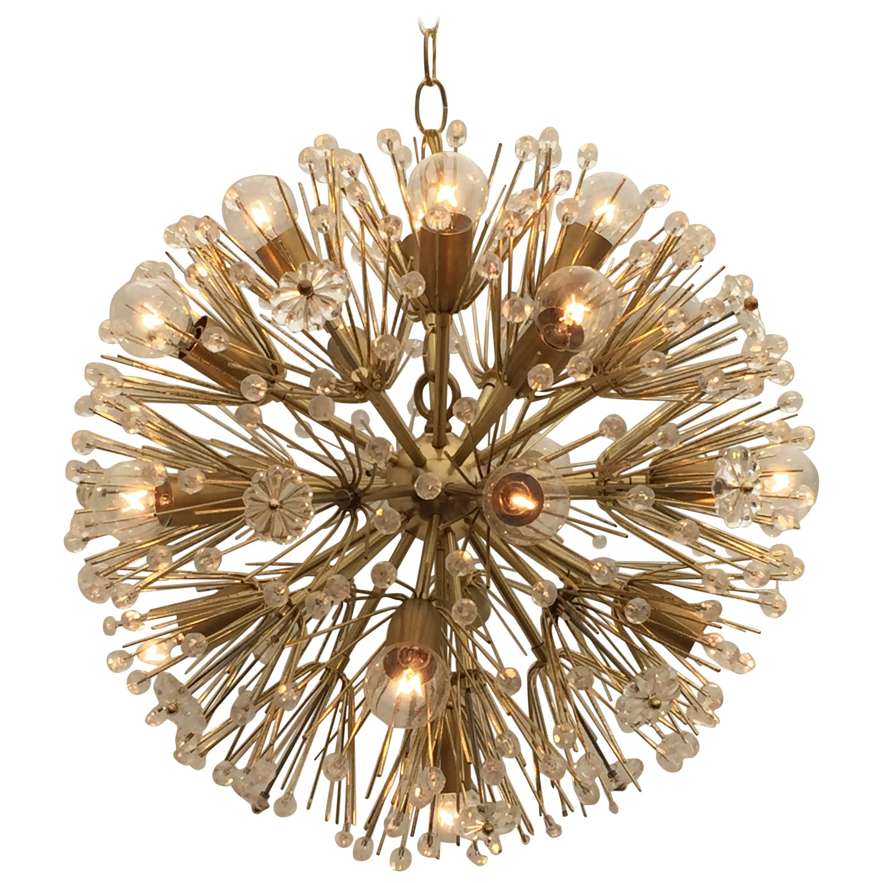 Emil Stejnar Brass Sputnik Blowball Chandelier for Nikoll Mfg