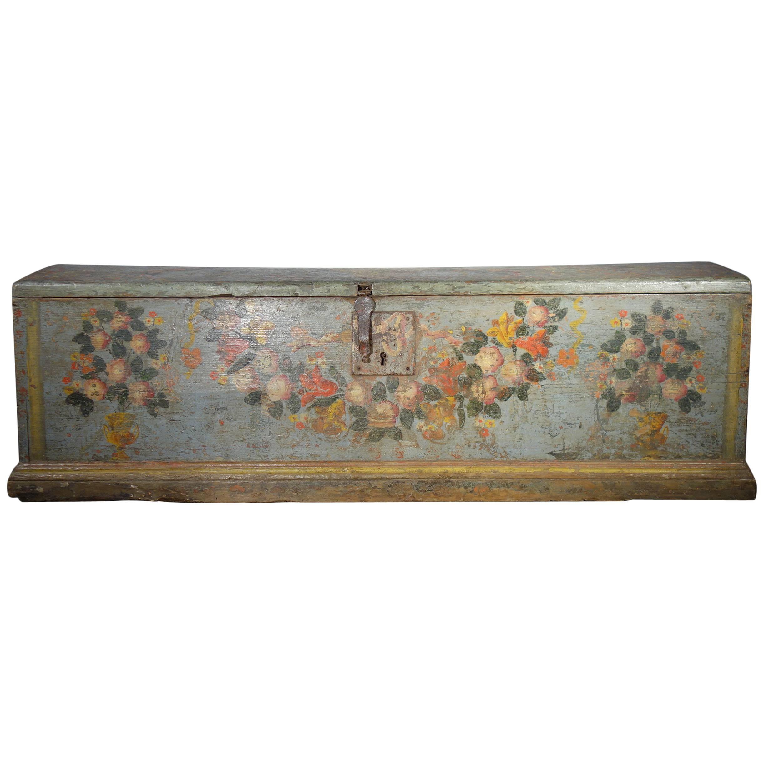 Italian, Early 18th Century Sicilian Painted Nuptial Trunk