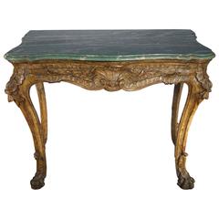 Early 18th Century Italian Roman Console, "Mecca Gold" Silver Leaf and Malachite 6