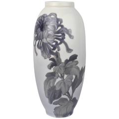Early 20th Century Royal Copenhagen Porcelain Vase with a Large Chrysanthemum 1