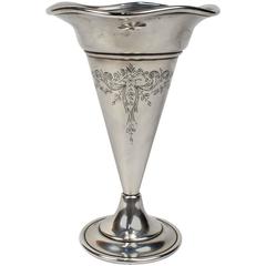Vase à fleurs en forme de trompette en argent sterling américain antique par G. Henckel & Co