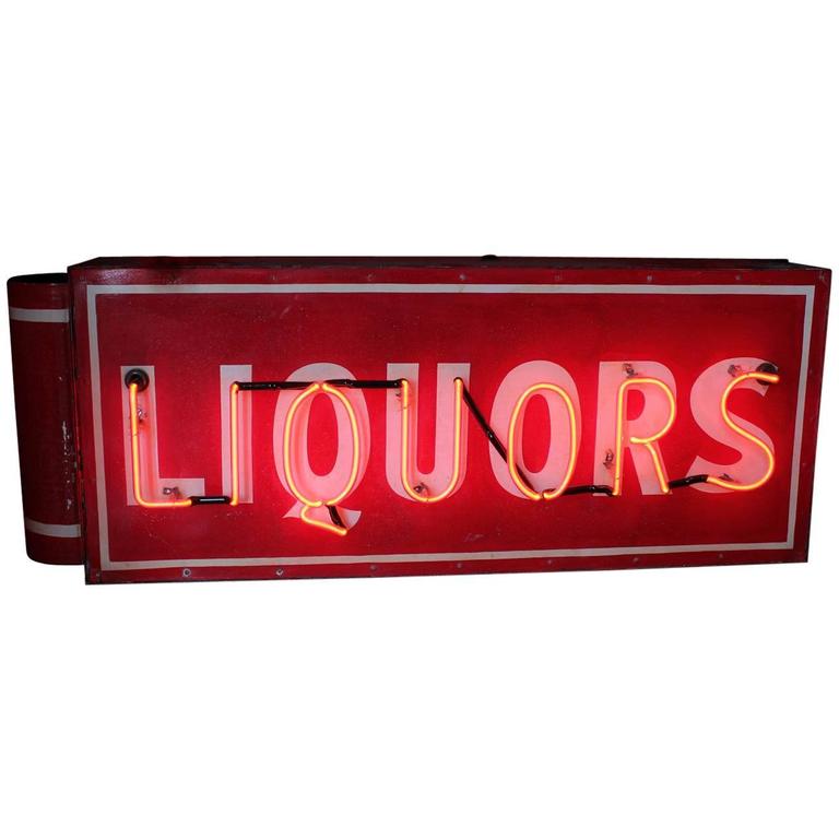 Art Deco Double Sided LIQUORS Neon Sign at 1stDibs art deco neon signs