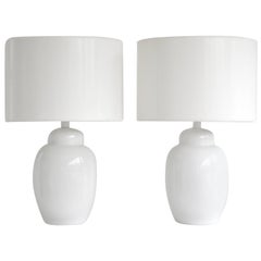 Pair of Midcentury Blanc de Chine Ginger Jar Form Table Lamps