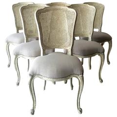 Set of Six French LXV Style Chairs with Cane Back