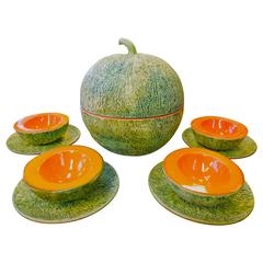 Ensemble complet de plats de service italiens Ed Langbein de style mid-century Cantaloupe