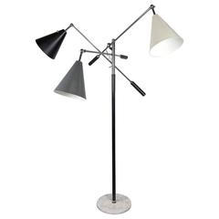 Italian Three-Arm Triennale Articulated Floor Lamp After Angelo Lelli, 1960s