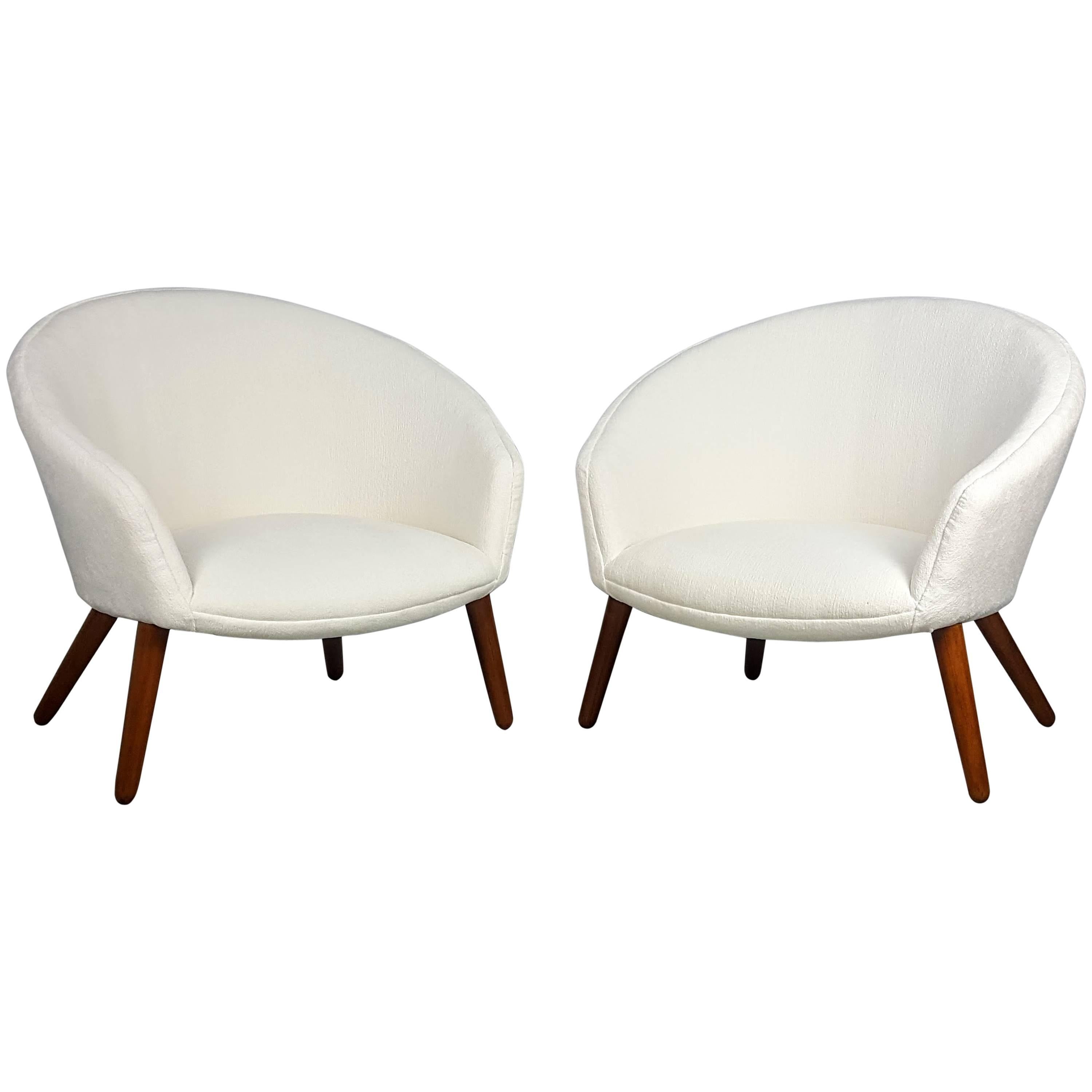 Rare Pair of Nanna Ditzel "Pot" Lounge Chairs for AP Stolen, Denmark, 1953